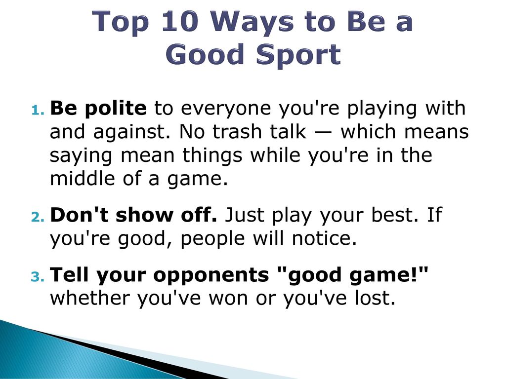 Top 10 Ways to be a Good Sport - ppt download